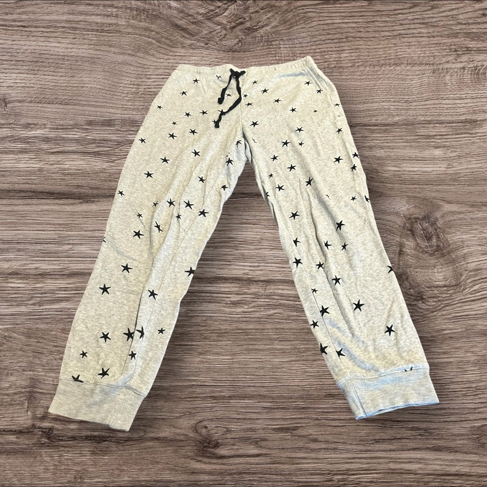 Jane and Delancey Women’s Grey Sweat Pant Joggers Blue Stars Size Medium